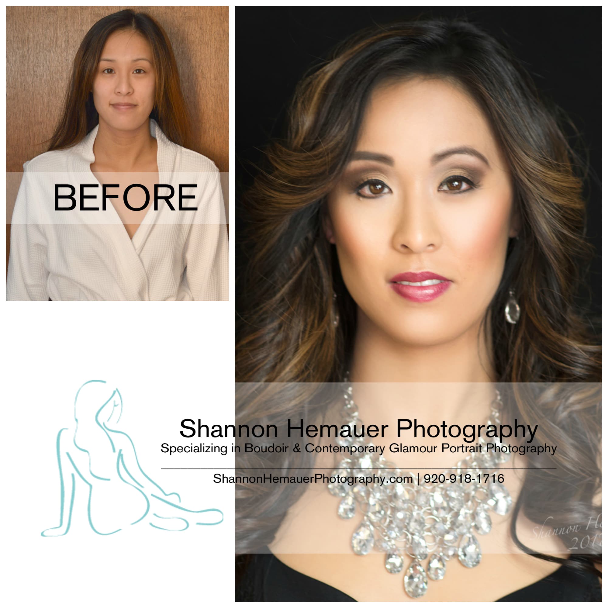 Before and after Shannon Hemauer Photography boudoir PA